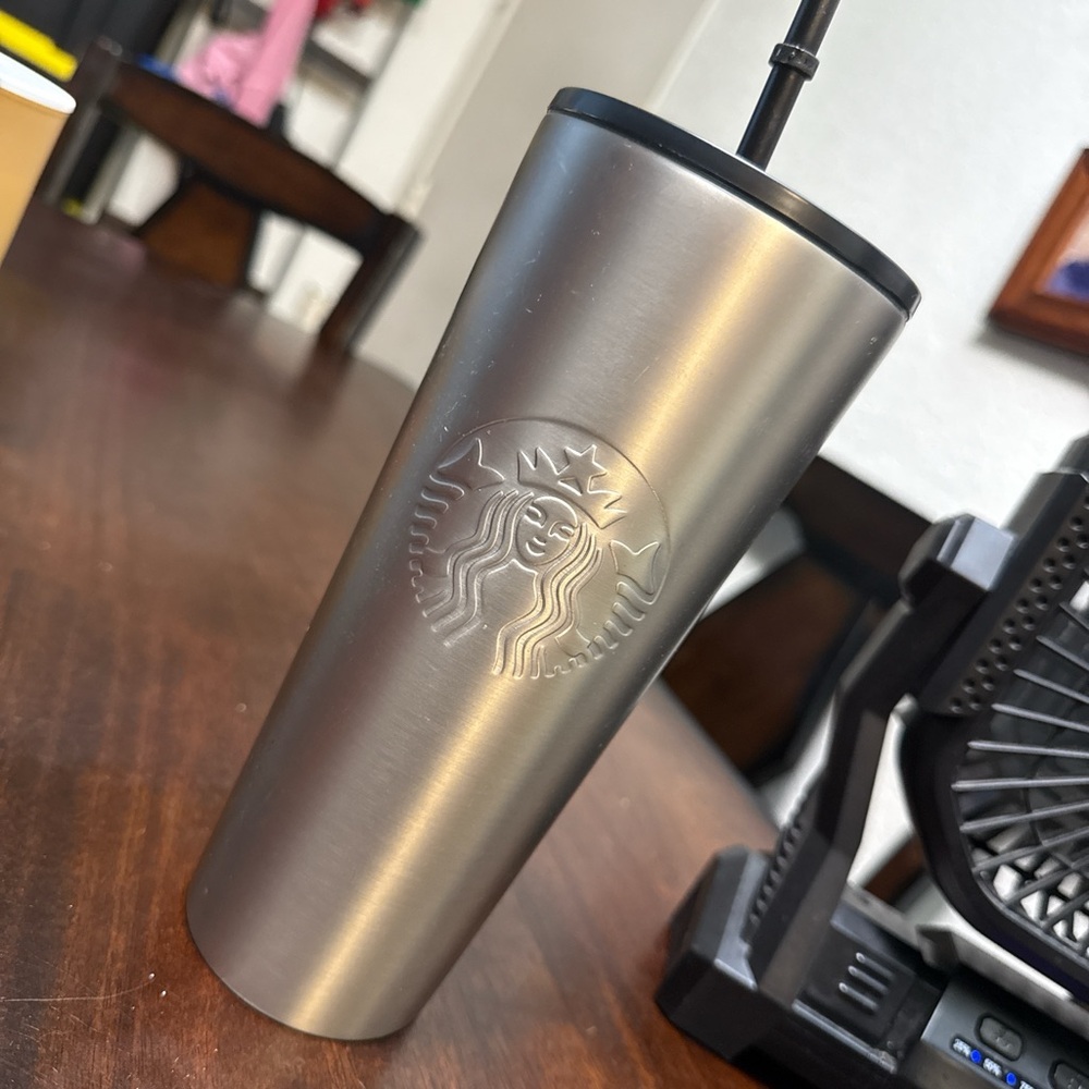 Starbucks Gray Embossed Siren Stainless Steel Cold Cup Tumbler